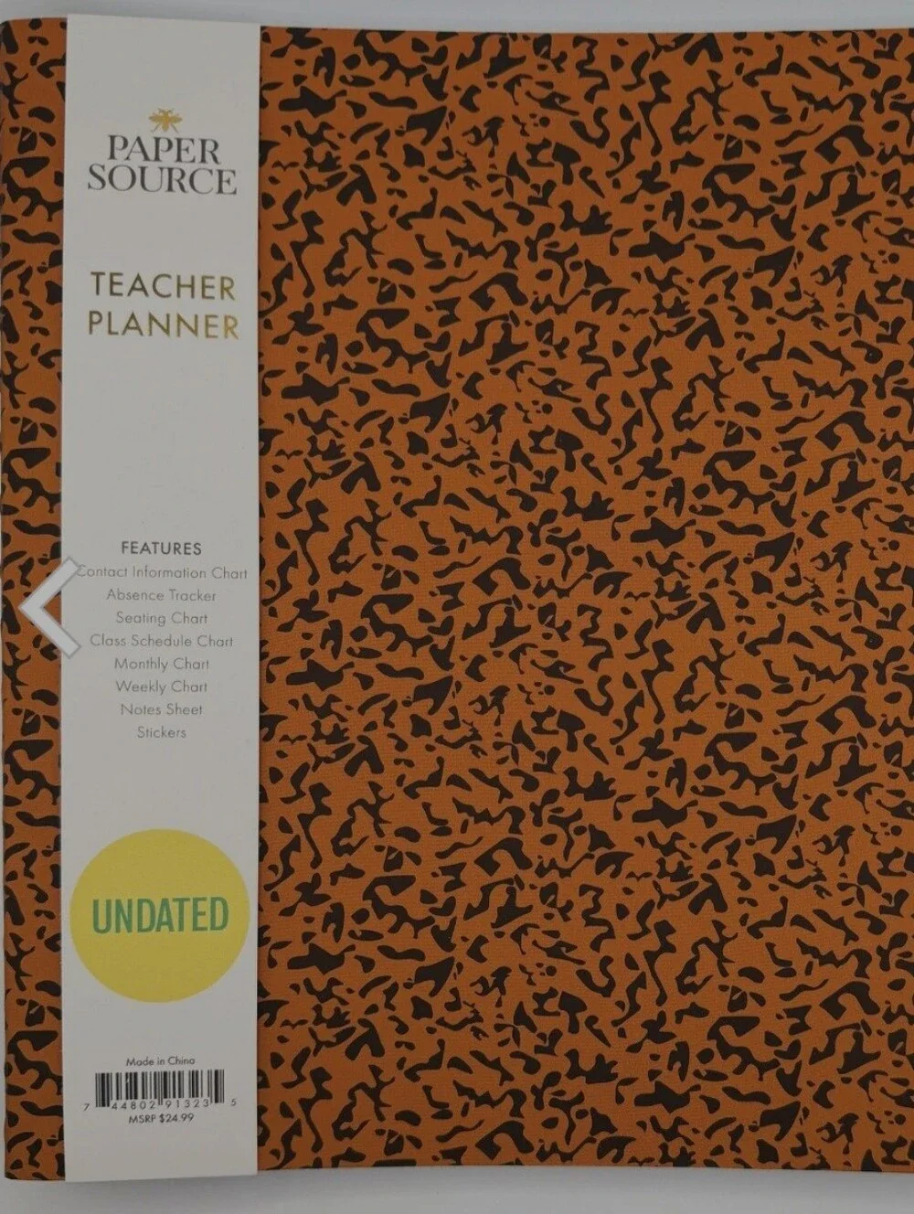 Paper Source Teacher Planner - Orange & Black Abstract Cover